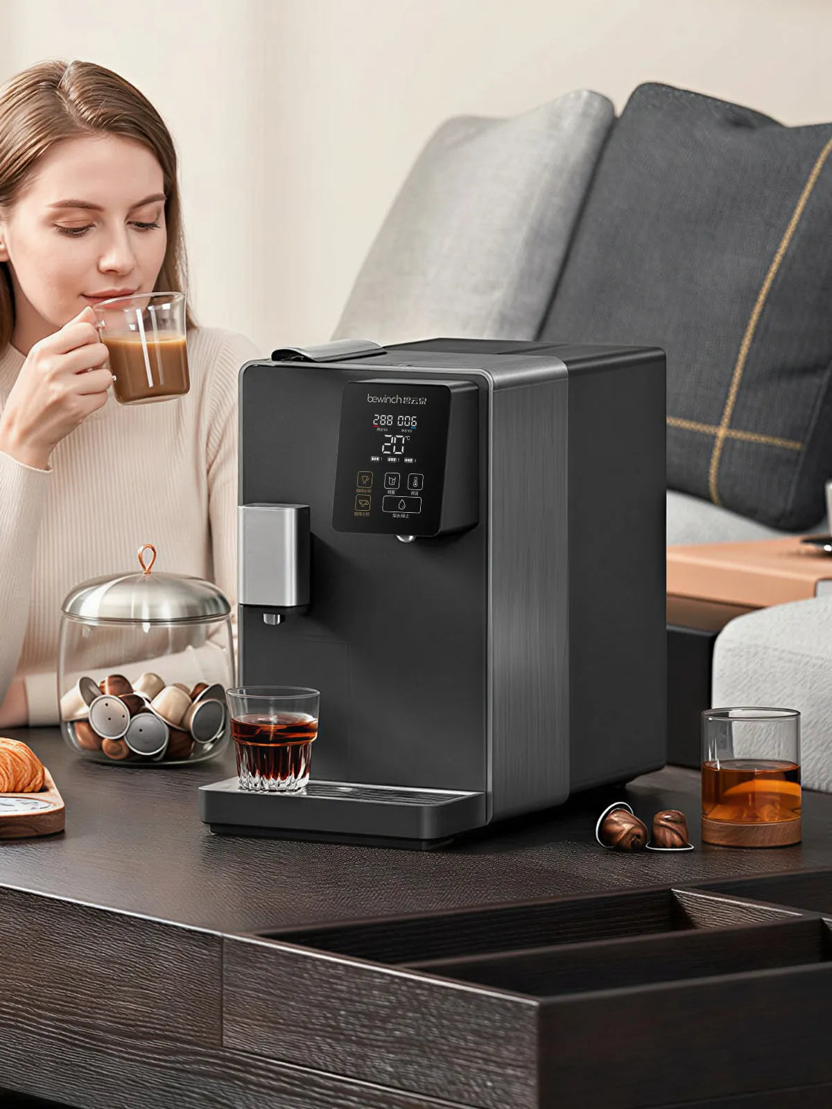 Bewinch K5 2-in-1 coffee machine & Alkaline Water Station – Capsule Machine + RO Purifier, 3s Hot Water for Espresso & Drinking | Compact Tabletop RK502