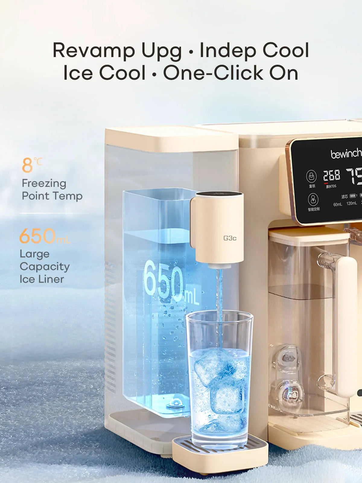 Bewinch G3c Countertop Instant Heating Household Compact Direct Drink RO Integrated Water Purifier with Mineral Ice Making & Cold Water Dispensing