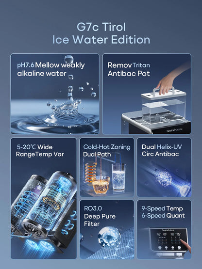 Bewinch G7c Alkaline Ice & Hot Countertop Water Purifier – RO Filtration, 3-Second Cold/Hot for Drinks & Cooking | Smart Tabletop System RB602