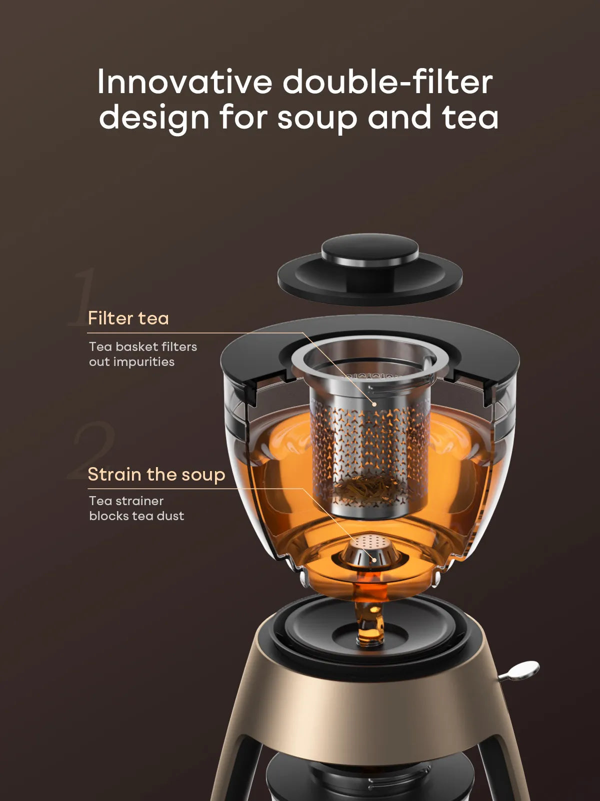 Bewinch S1 Smart Tea Station – 360° Glass Stove for Black/Scented Tea | Compact Office Wellness Kettle with Steaming & Auto Brew HT701