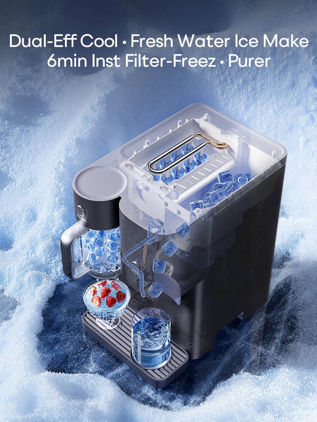 Bewinch G5 Block Countertop Water Purifier – Instant Hot/Cold/Sparkling Water, RO Filtration with Mineral Infusion, Auto Ice Maker for Home & Office