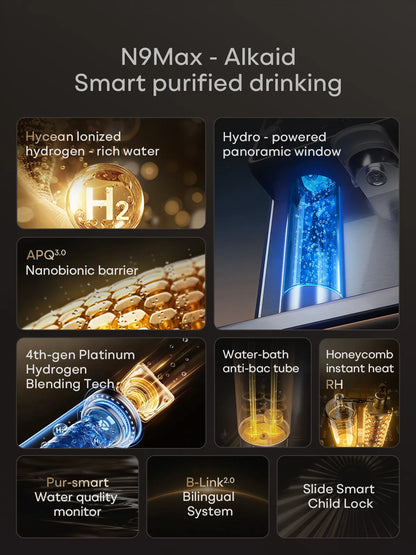 Bewinch N9 Hydrogen Water Purifier, Desktop Home All-in-one Instant Hot Direct Drinking Dispenser with Auto Hydrogen Production and Smart Tea Bar