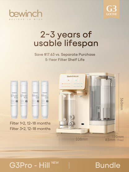 Bewinch G3 Countertop Reverse Osmosis Water Purifier System, No Installation Needed, with UV and Mineralization Functions, Compact Horizontal Design, Suitable for Sideboard, 7 Temperature Settings, 6 Quantitative Levels R320