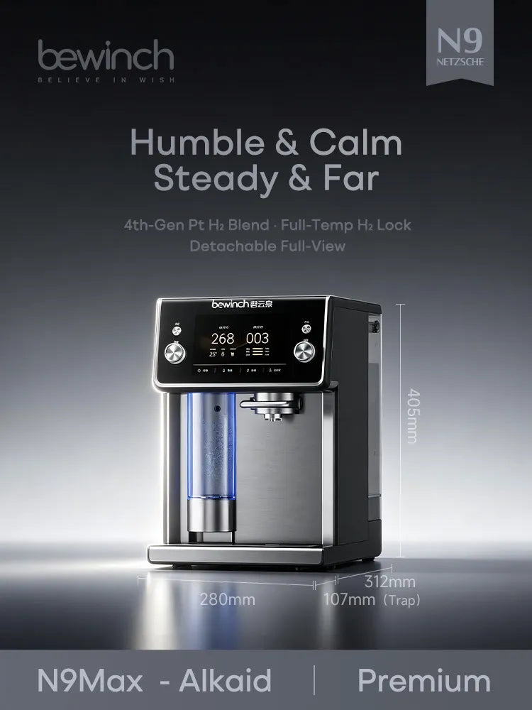 Bewinch N9s Hydrogen-Infused Alkaline Countertop Water Purifier – Instant Hot Direct Drinking,brew tea | Compact Tabletop RO Purifier RT801