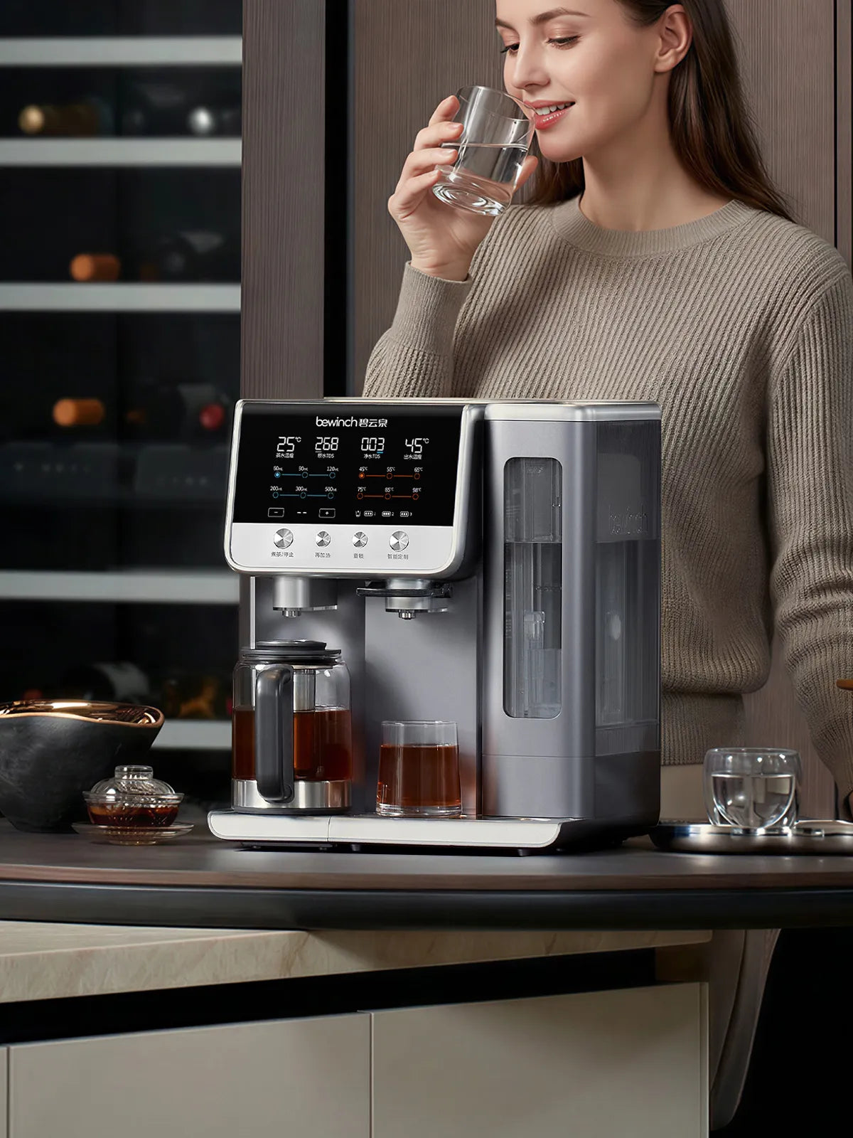 Bewinch G7s All-in-One Countertop Water Purifier Dispenser – Hot, Cold & Sparkling Ice Water, RO Filtration, Instant Tea Brewing, Alkaline Option